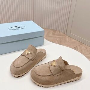 Prada Beige Suede Loafers